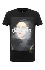 Black Cotton Print Crew Neck T-Shirt