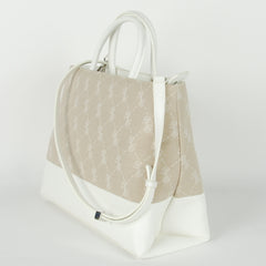 Blumarine Diane Handbag with White Leather Base and Detachable Strap