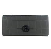 Black Calf Leather Croco Texture Crossbody Bag