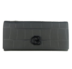 Black Calf Leather Croco Texture Crossbody Bag