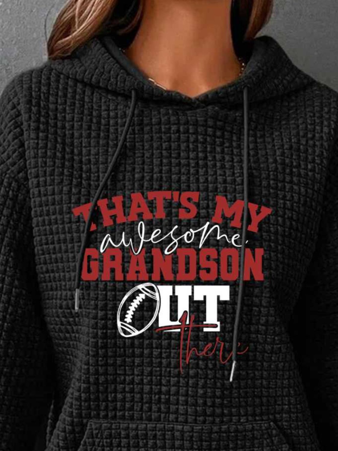 Slogan Graphic Drawstring Hoodie with Pocket