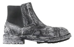 Dolce & Gabbana Elegant Black Faded Chelsea Ankle Boots