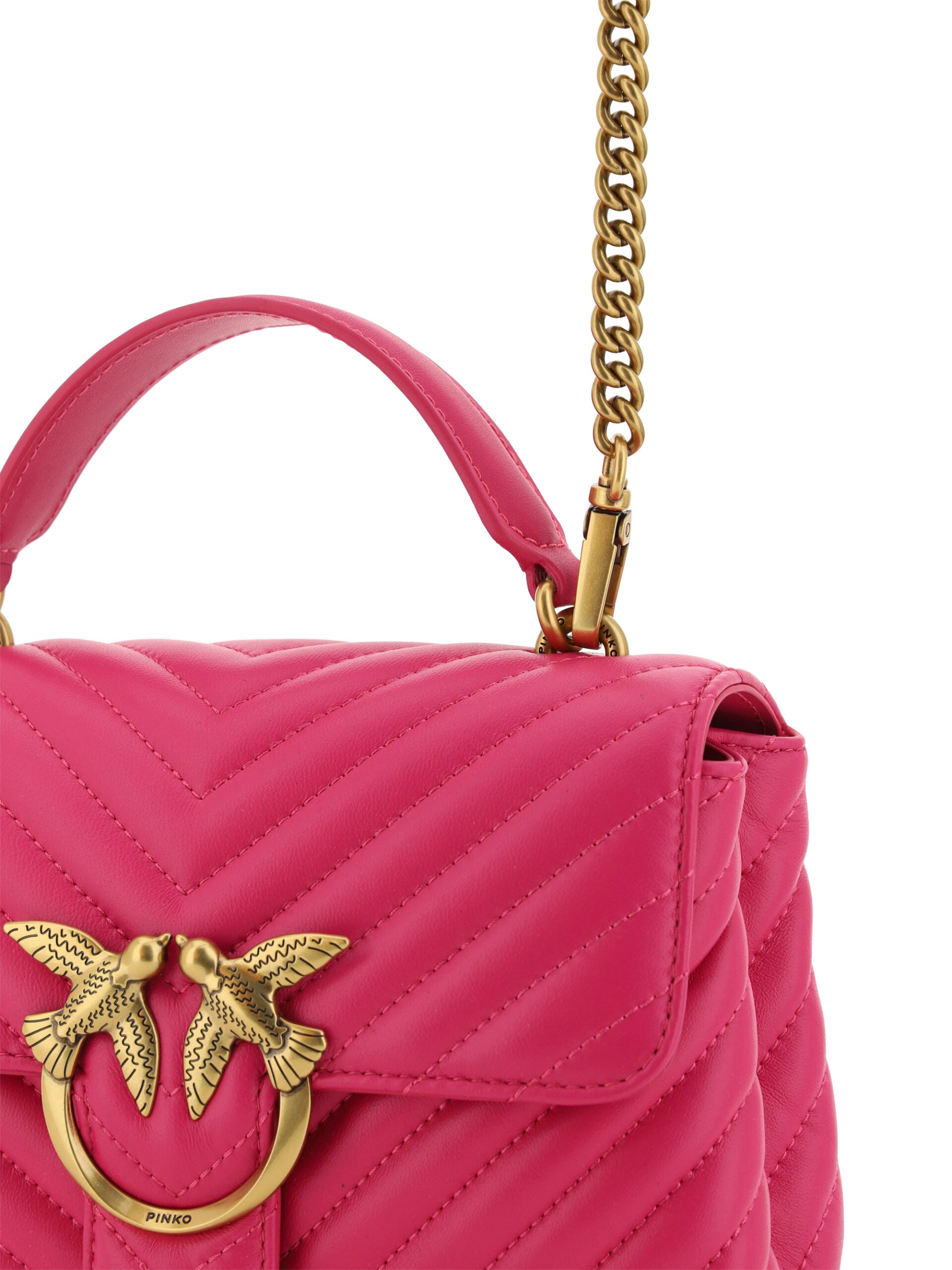 PINKO Chic Pink Quilted Leather Mini Handbag