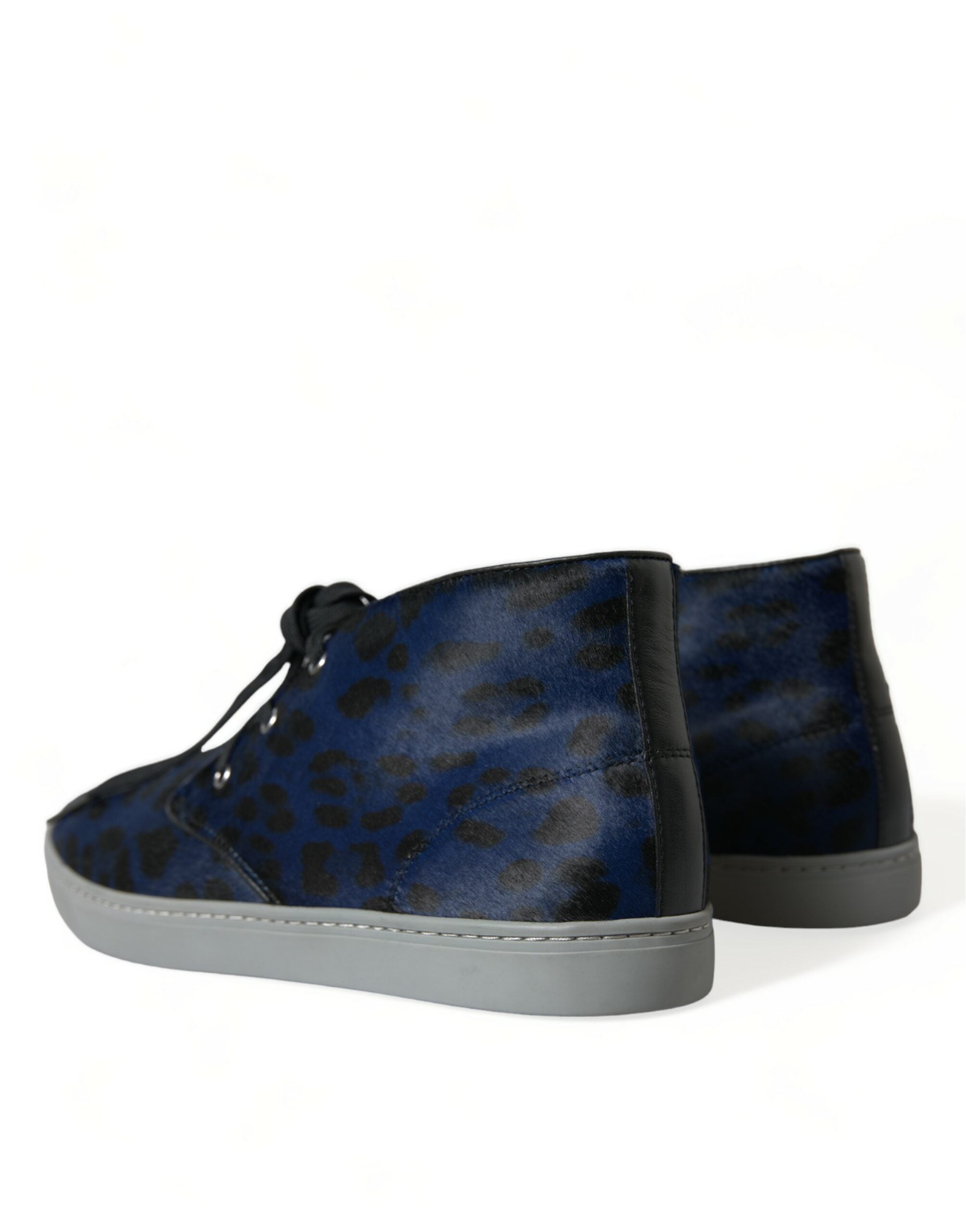 Dolce & Gabbana Chic Blue Leopard Print Mid-Top Sneakers