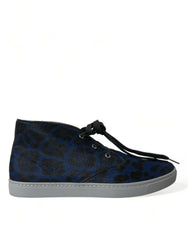 Dolce & Gabbana Chic Blue Leopard Print Mid-Top Sneakers