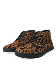 Dolce & Gabbana Elegant Leopard Print Mid-Top Sneakers