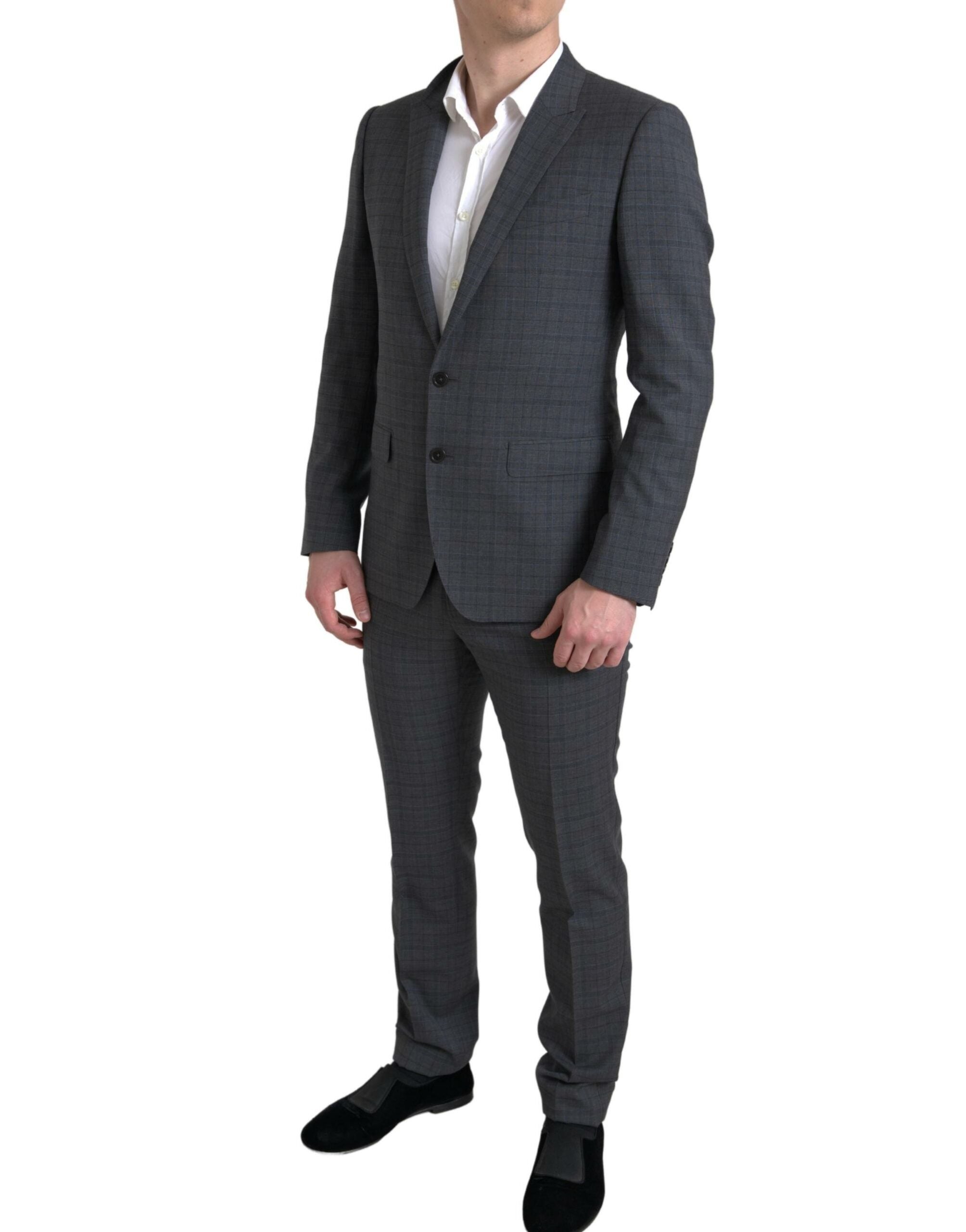 Dolce & Gabbana Elegant Grey Checkered Slim Fit Suit