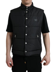 Dolce & Gabbana Sleek Black High-Neck Vest Jacket