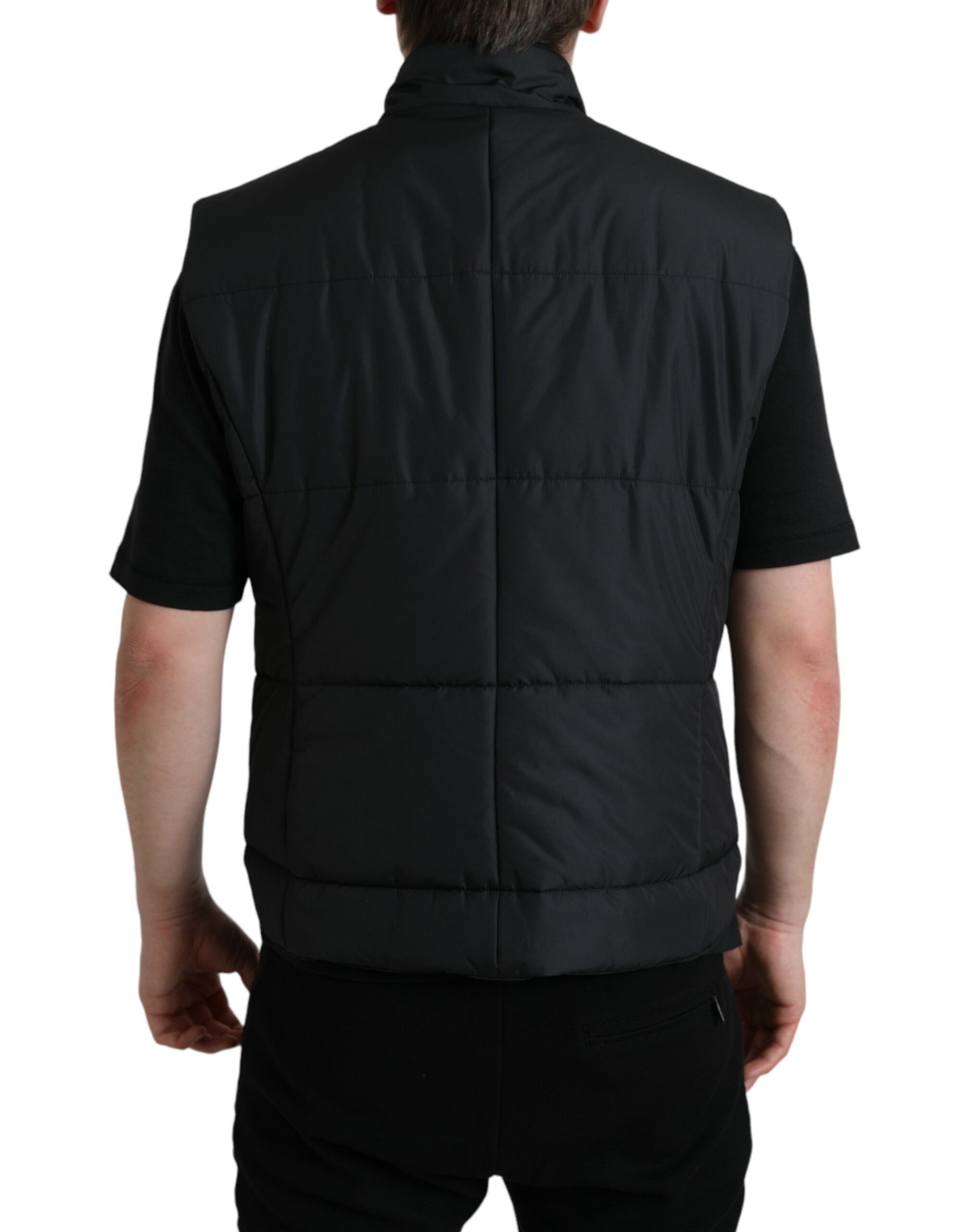Dolce & Gabbana Sleek Black High-Neck Vest Jacket