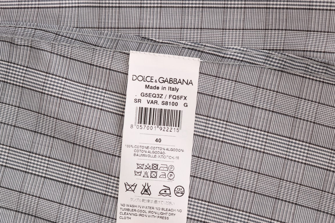 Dolce & Gabbana Elegant Gray Checkered Slim Fit Casual Shirt