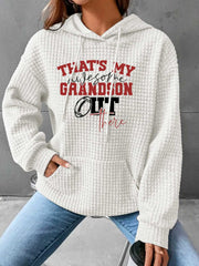 Slogan Graphic Drawstring Hoodie with Pocket