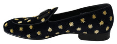 Dolce & Gabbana Elegant Velvet Crown Embroidery Loafers