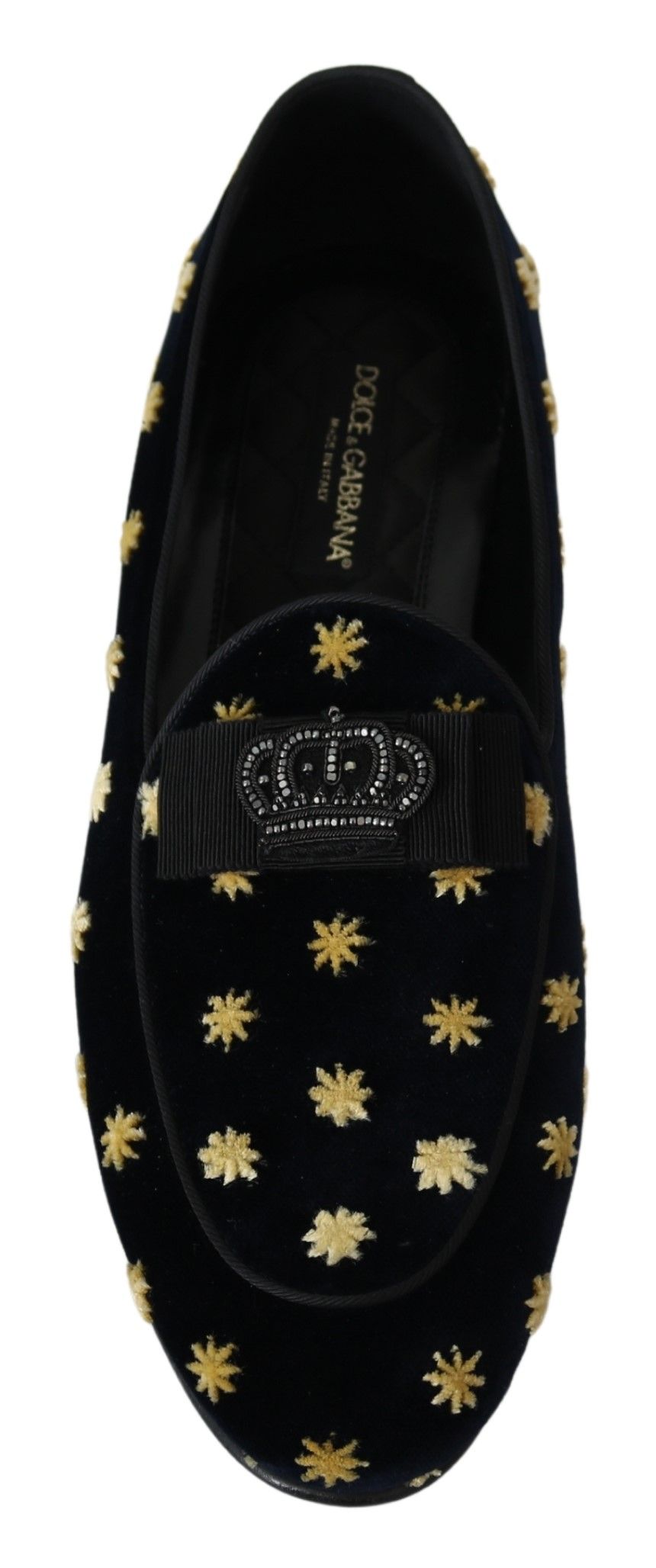 Dolce & Gabbana Elegant Velvet Crown Embroidery Loafers