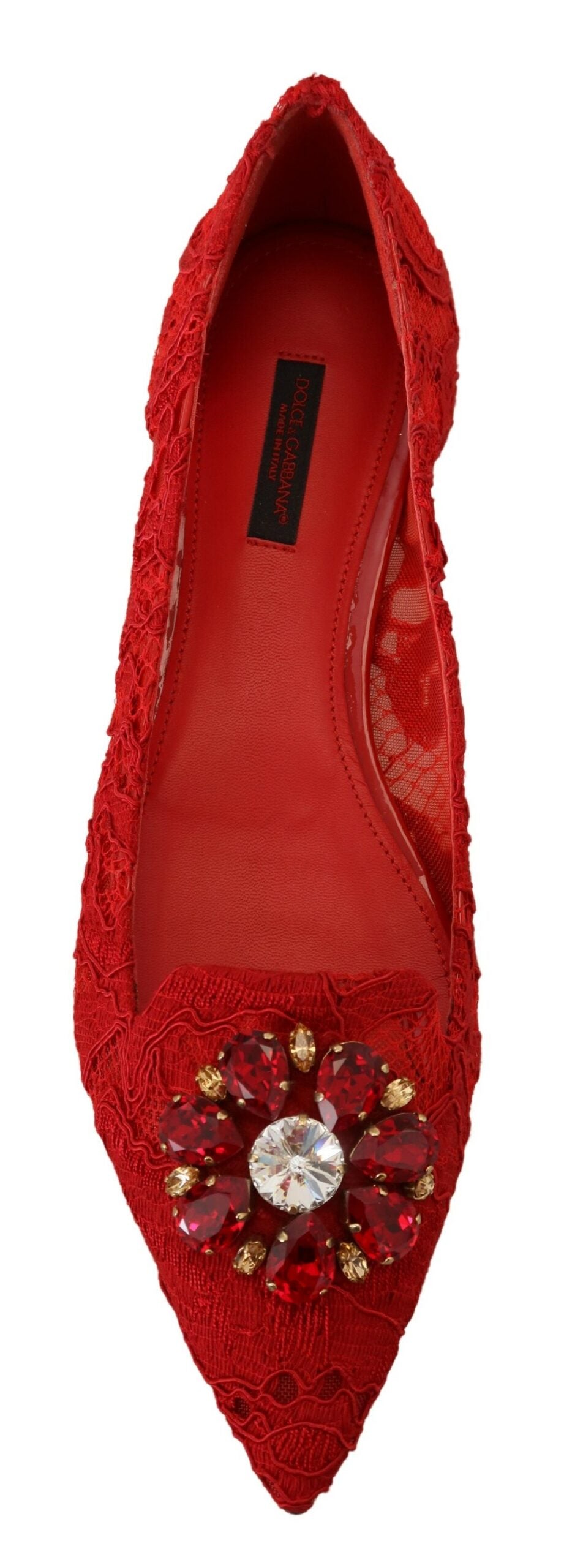 Dolce & Gabbana Red Crystal-Embellished Flats