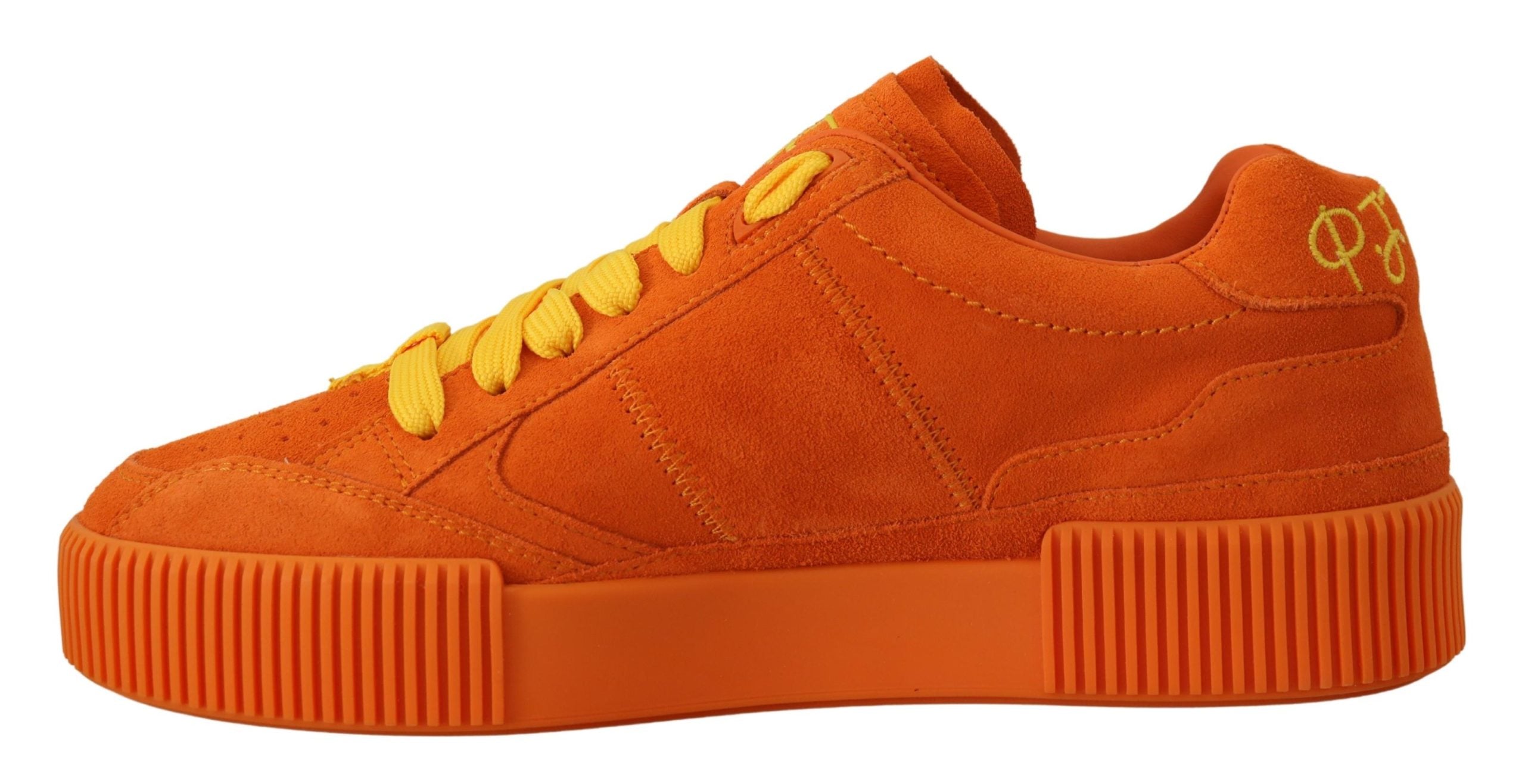 Dolce & Gabbana Chic Orange Suede Lace-Up Sneakers