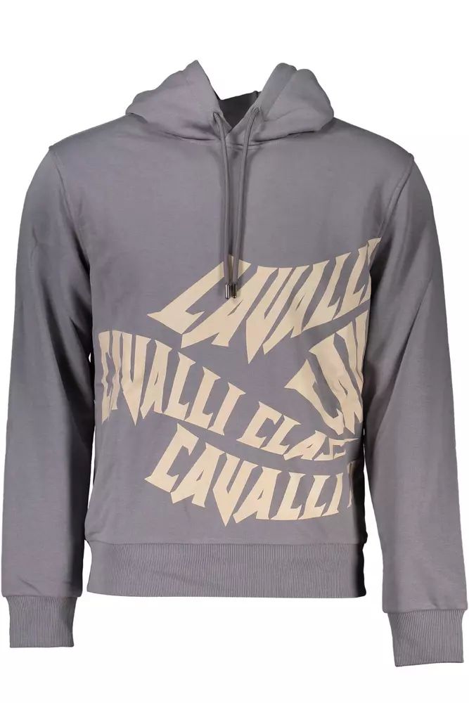 Cavalli Class Elegant Gray Hooded Sweatshirt in Regular Fit