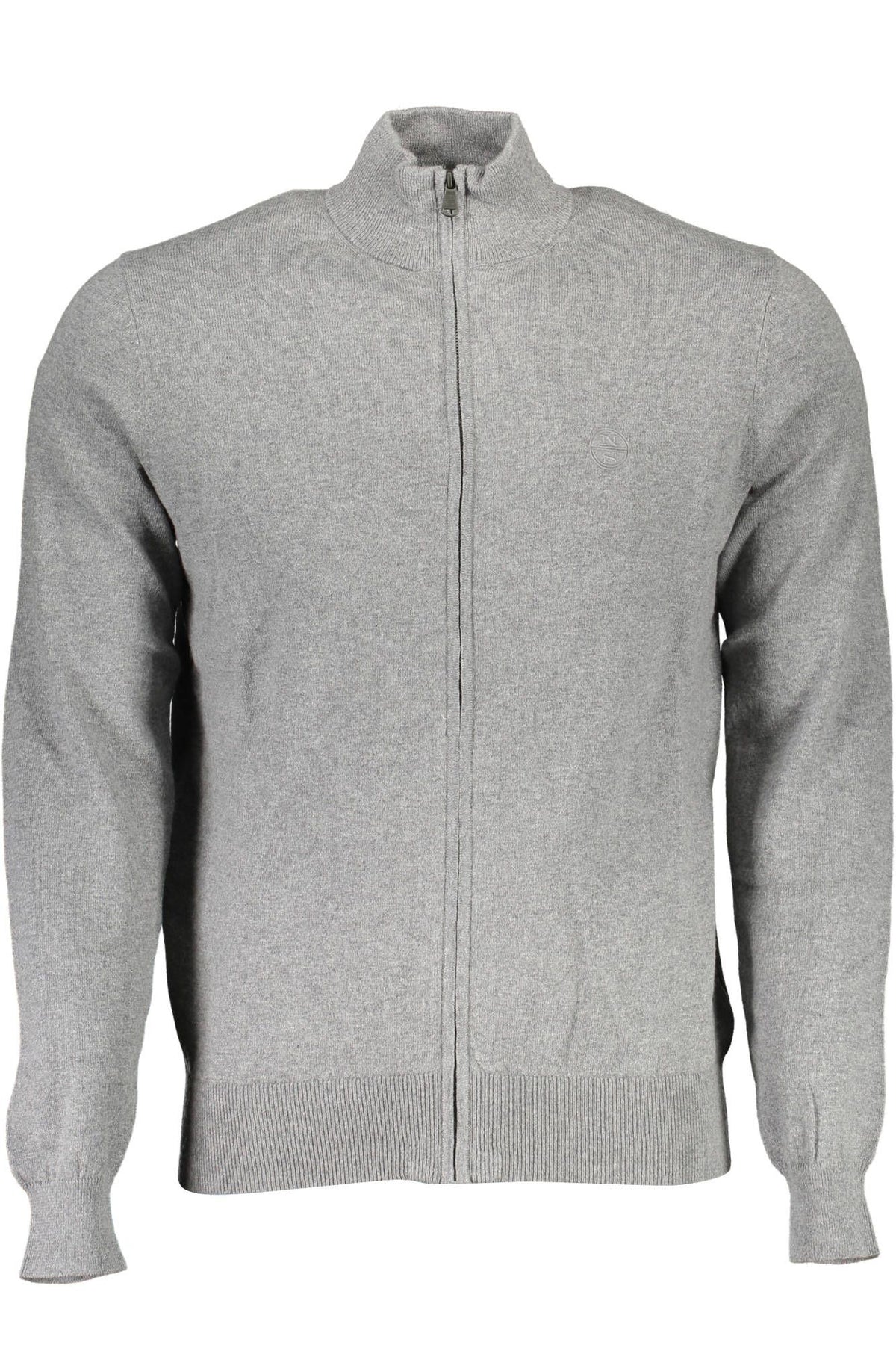 North Sails Sleek Gray Zip-Up Cardigan with Embroidered Logo