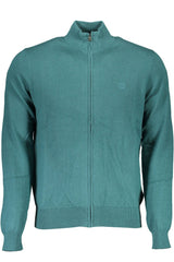 North Sails Green Wool-Blend Zip Cardigan with Embroidery