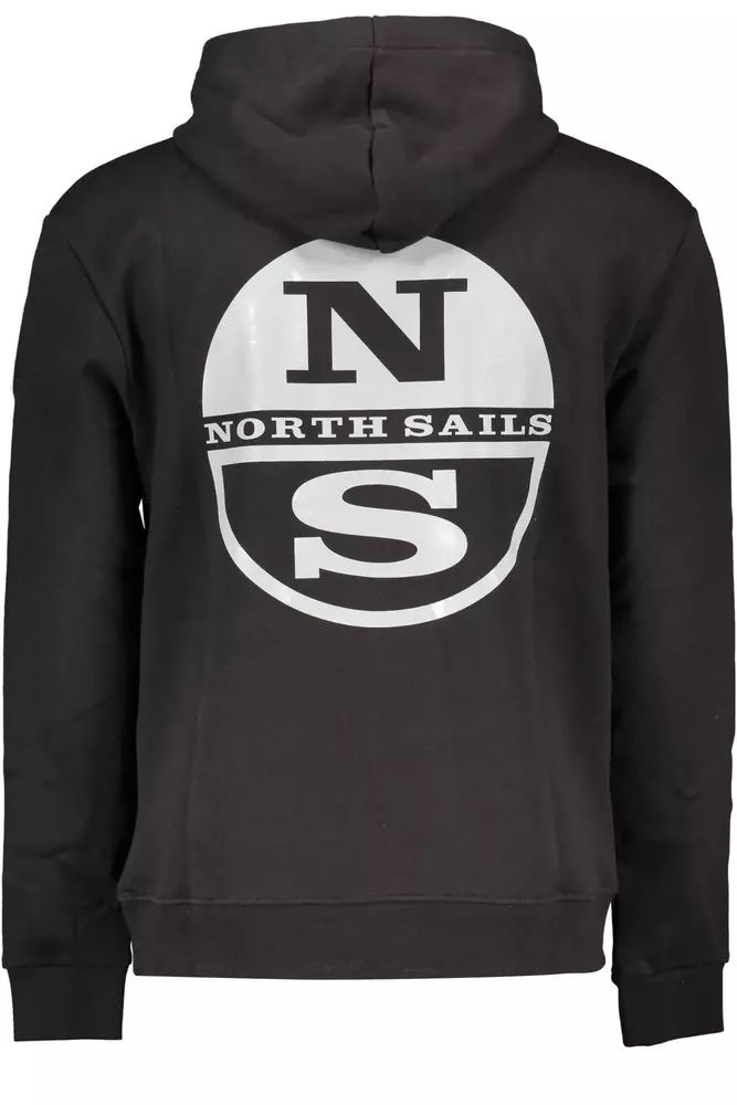North Sails Sleek Black Hooded Cotton-Blend Sweatshirt