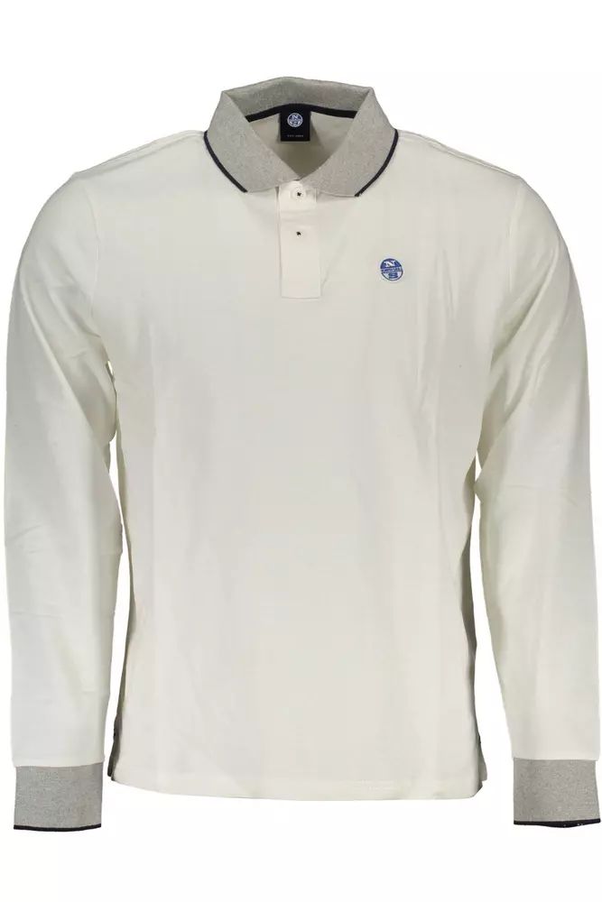 North Sails Elegant Long-Sleeved White Polo with Contrast Accents