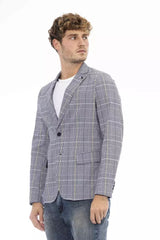 Distretto12 Elegant Blue Fabric Jacket with Classic Appeal