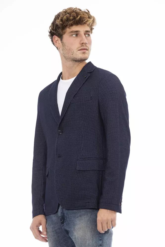 Distretto12 Elegant Blue Fabric Jacket with Button Closure
