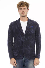 Distretto12 Sleek Blue Cotton Blend Fabric Jacket