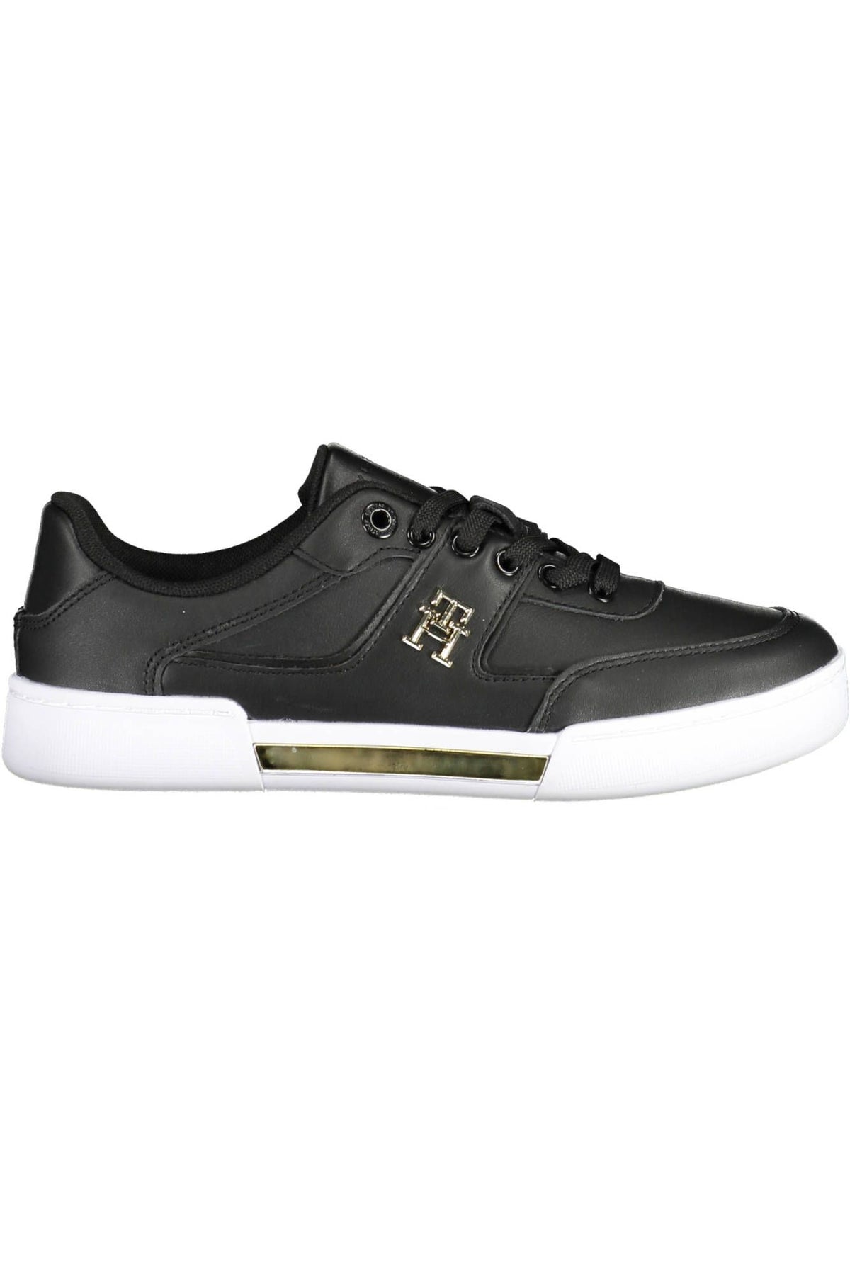 Tommy Hilfiger Chic Black Lace-Up Sneakers with Contrasting Accents