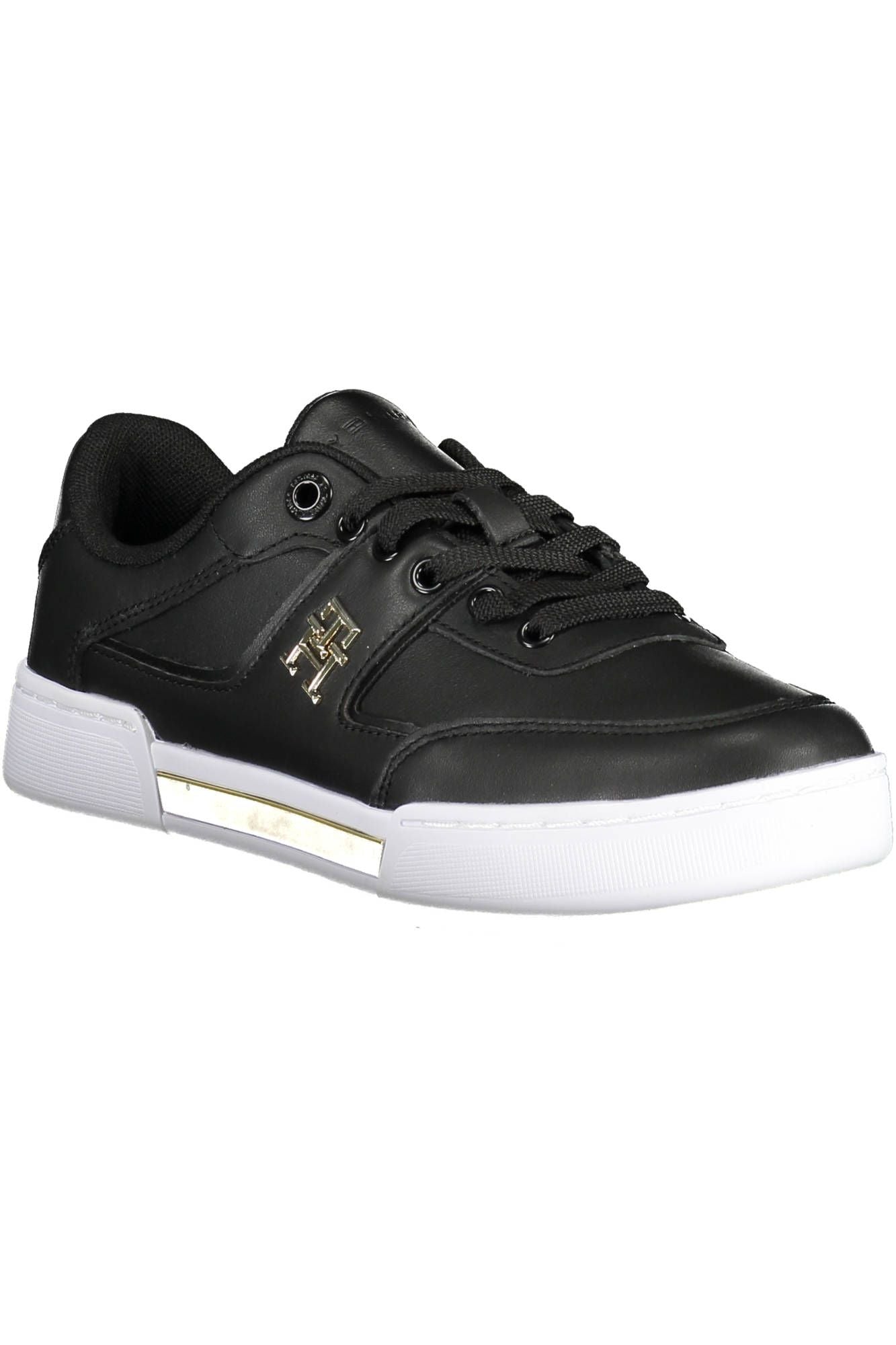 Tommy Hilfiger Chic Black Lace-Up Sneakers with Contrasting Accents