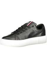 Tommy Hilfiger Chic Black Cotton-Leather Blend Sneakers