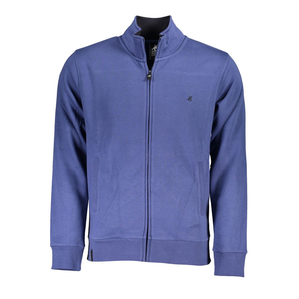 U.S. Grand Polo Classic Blue Zippered Sweatshirt with Embroidery