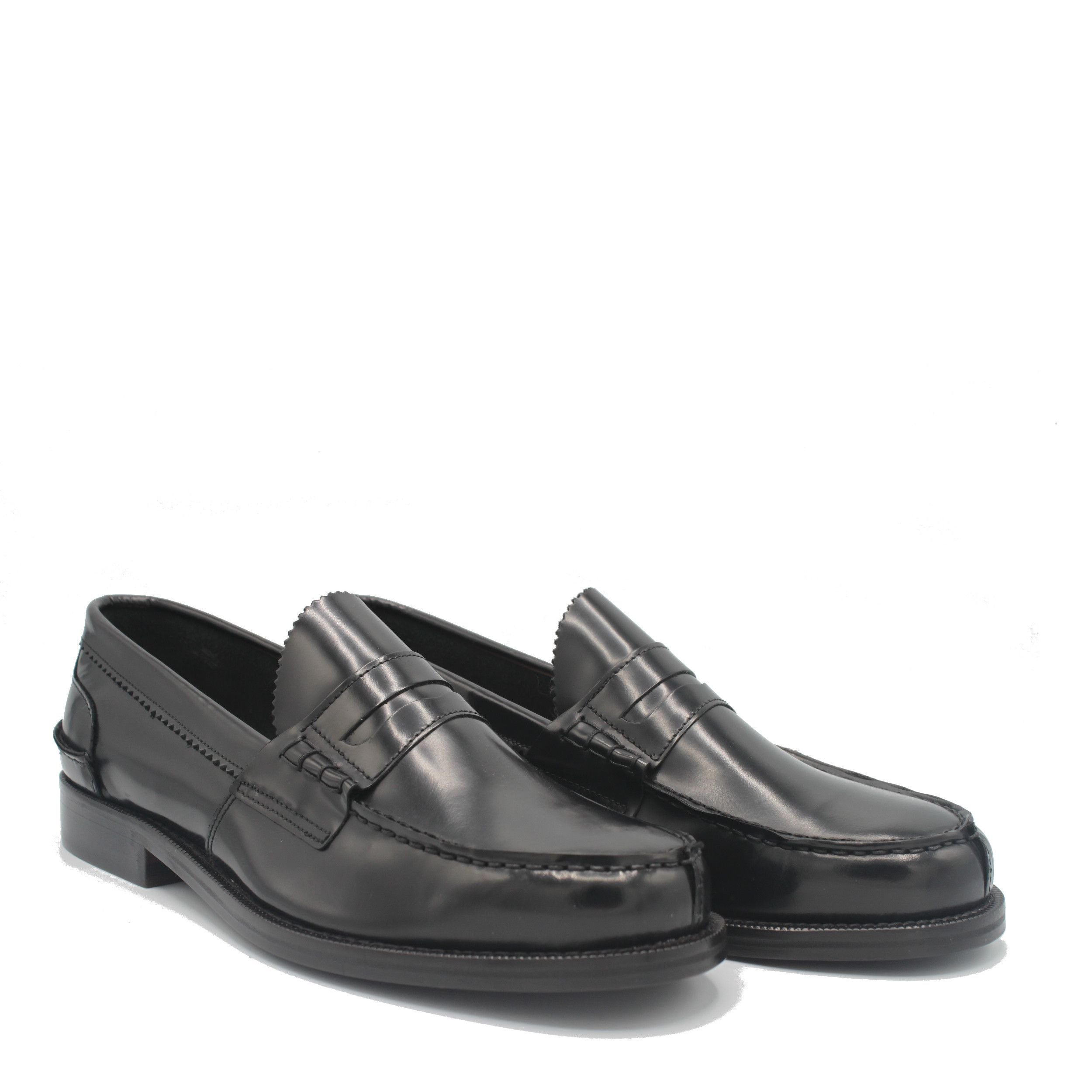 Saxone of Scotland Elegant Black Calf Leather Loafers