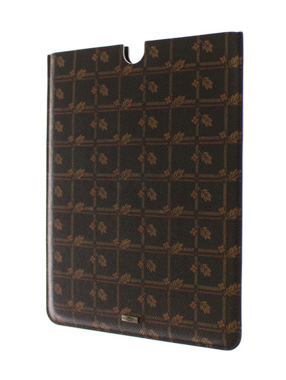 Brown Floral Logo Leather iPAD Tablet eBook Cover