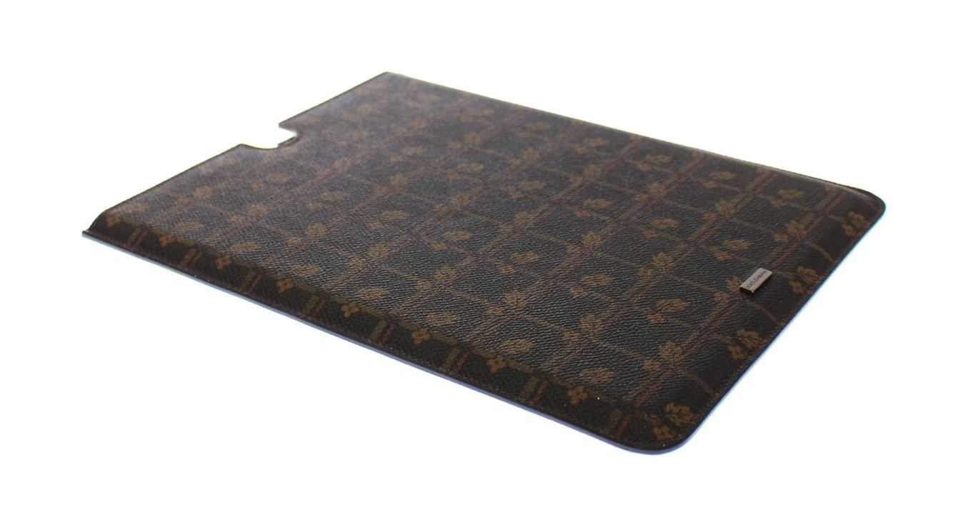 Brown Floral Logo Leather iPAD Tablet eBook Cover