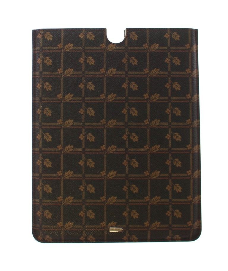 Brown Floral Logo Leather iPAD Tablet eBook Cover