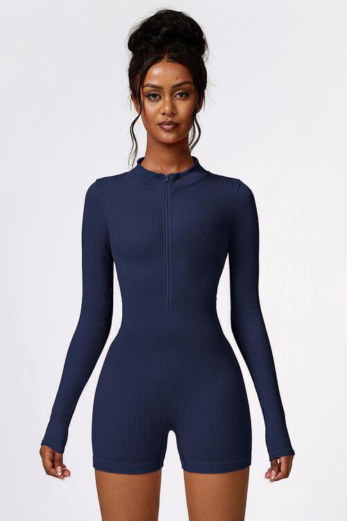 Half Zip Long Sleeve Active Romper