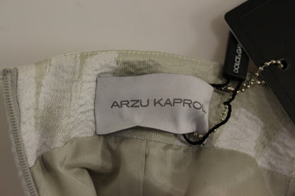 Arzu Kaprol White Acrylic Straight Pencil Skirt