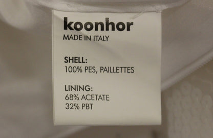 Koonhor White Sequined Straight Pencil Skirt