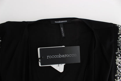 Roccobarocco Black Embellished Jersey Mini Sheath Short Dress