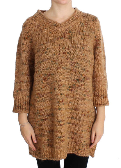 PINK MEMORIES Brown Wool Blend Knitted Oversize Sweater