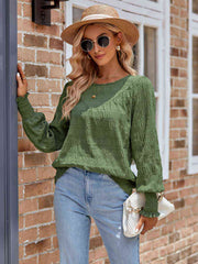 Round Neck Lantern Sleeve Blouse