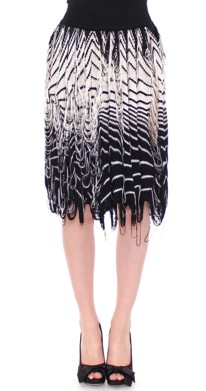 Alice Palmer White Black Knitted Assymetrical Skirt