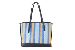 Striped Jacquard Canvas Fabric Mollie Shoulder Tote Handbag l Coach