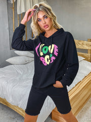 Graphic Drawstring Long Sleeve Hoodie