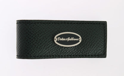 Dolce & Gabbana Green Leather Magnet Money Clip