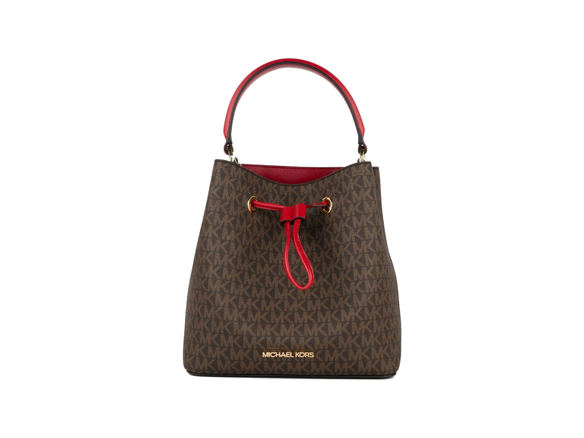 Brown PVC Scarlet Leather Bucket Messenger Handbag | Michael Kors.jpg