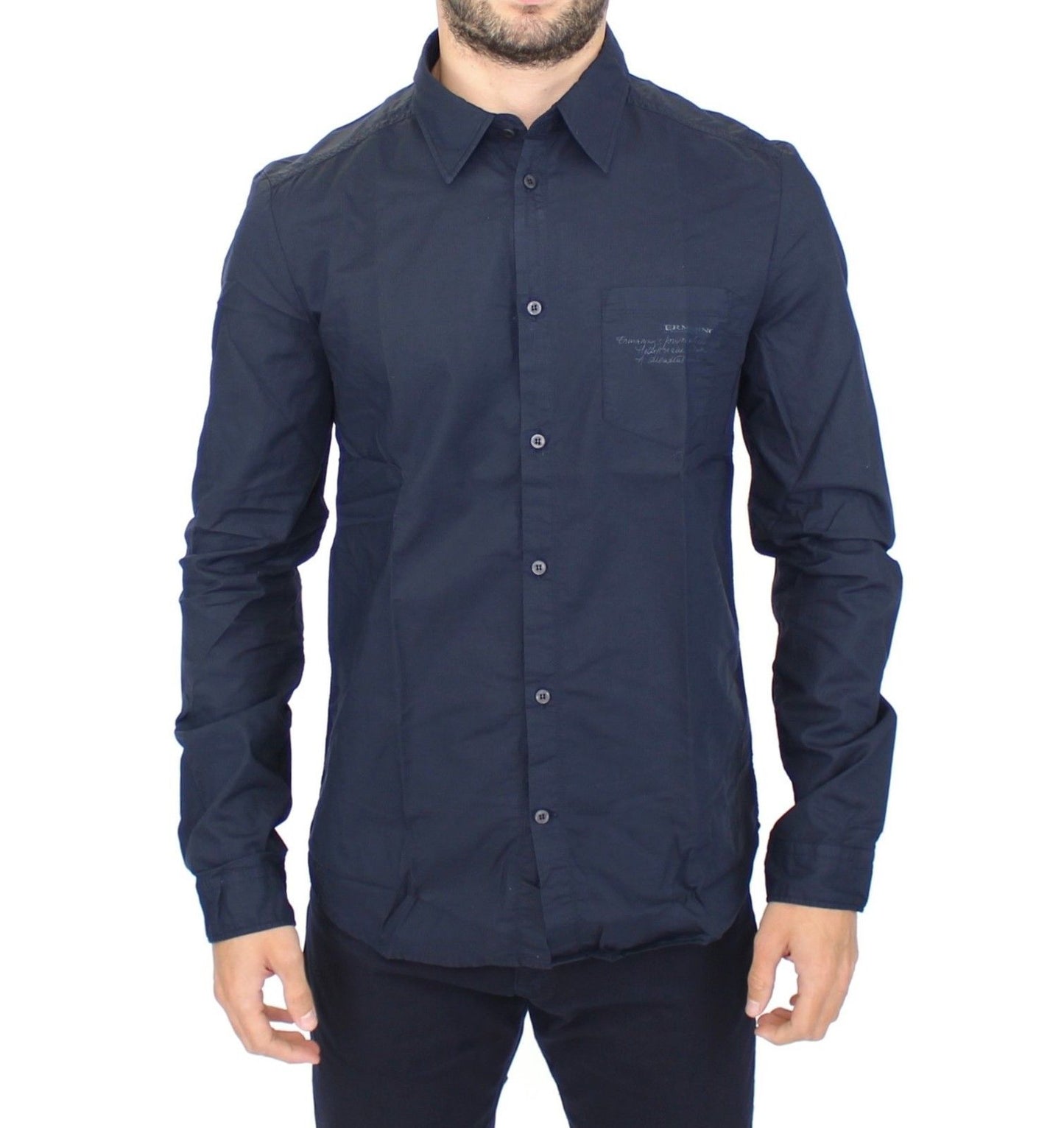 Ermanno Scervino Blue Cotton Casual Long Sleeve Shirt Top