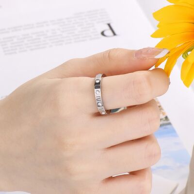 Inlaid Zircon Stainless Steel Ring