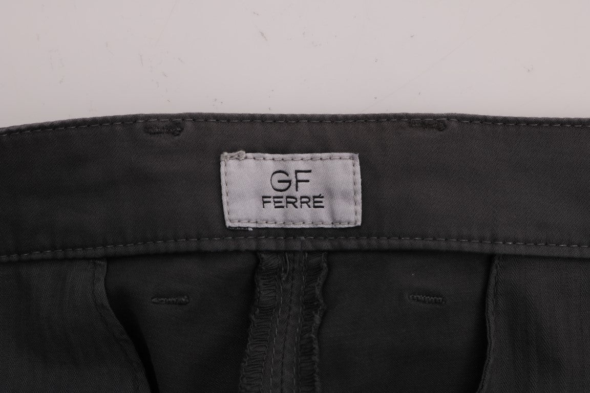 GF Ferre Elegant Slim-Fit Gray Cotton Trousers