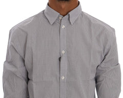 Frankie Morello Chic Blue Checkered Casual Shirt